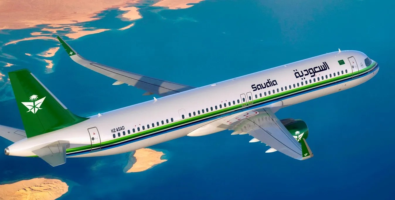 Saudia A320 am Flughafen – Nonstop-Flüge nach Riyadh und Jeddah